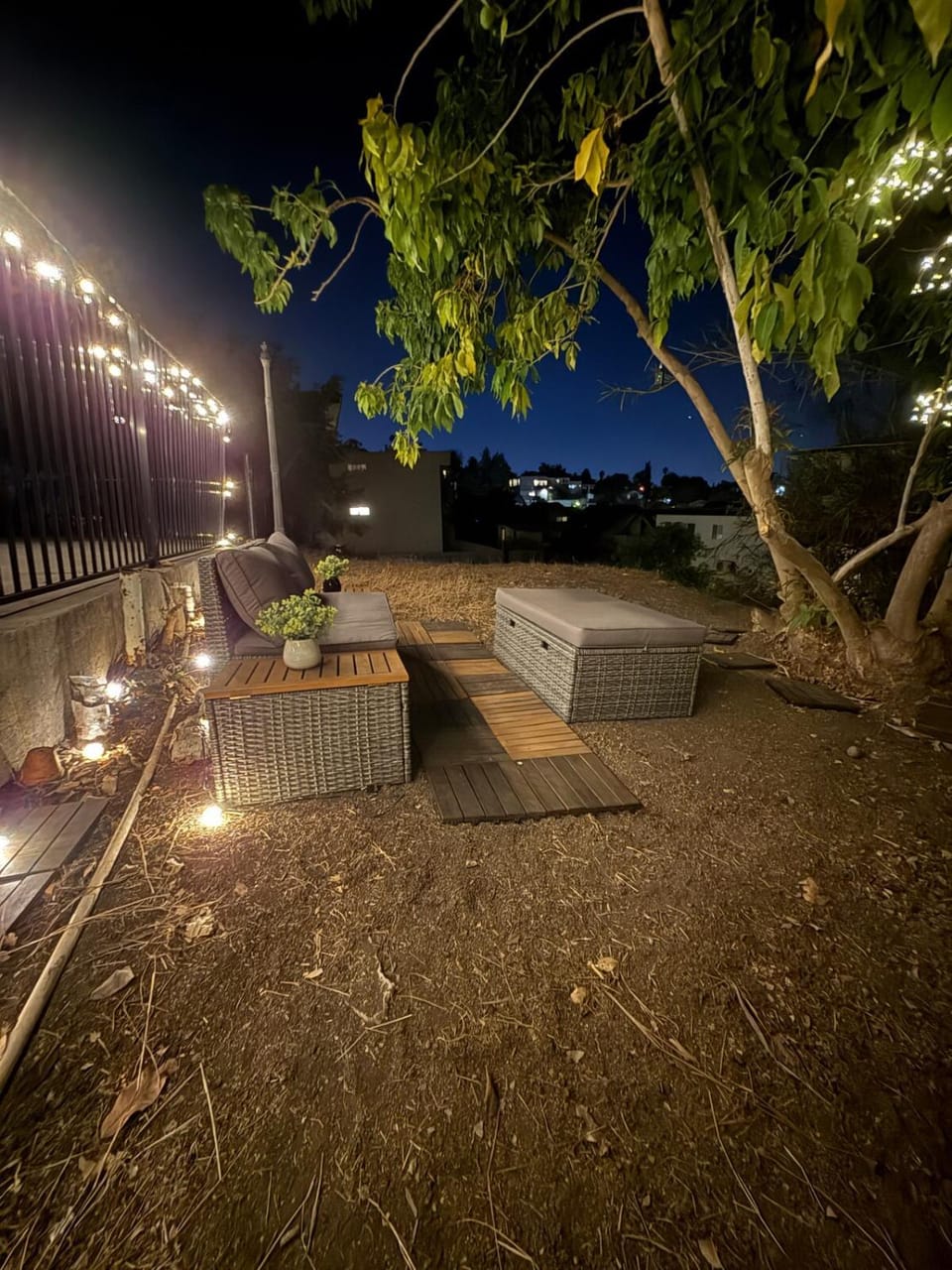 Patio, Night, Garden, Garden view
