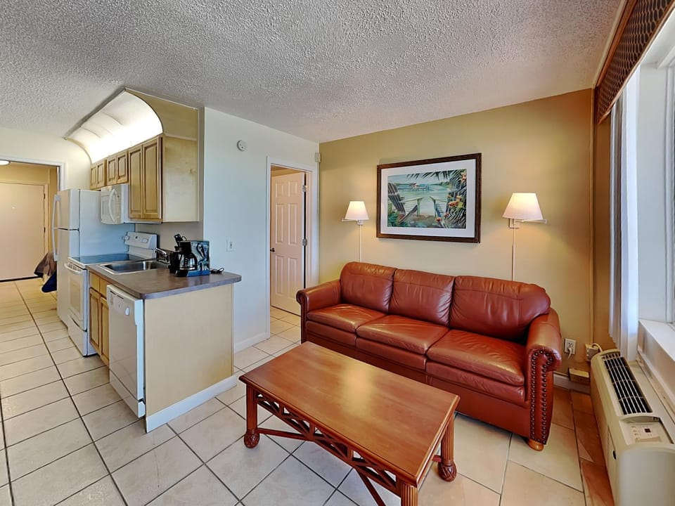 Kitchen or kitchenette, Living room, Seating area, furniture, air conditioner