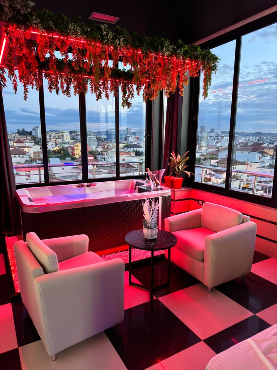 Living room, Seating area, City view