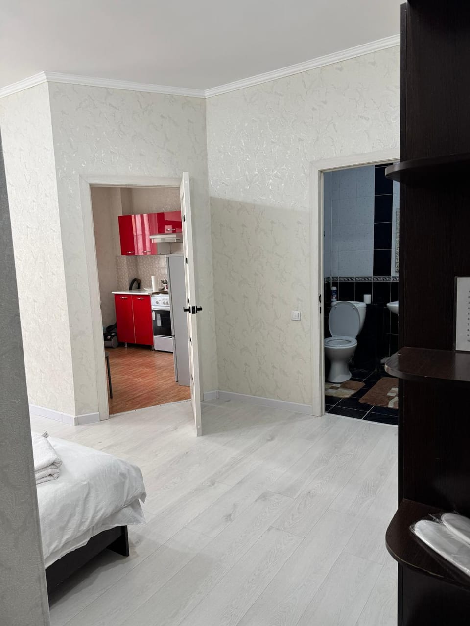 Bed, TV and multimedia, Kitchen or kitchenette, Photo of the whole room, Bedroom, minibar, oven, towels