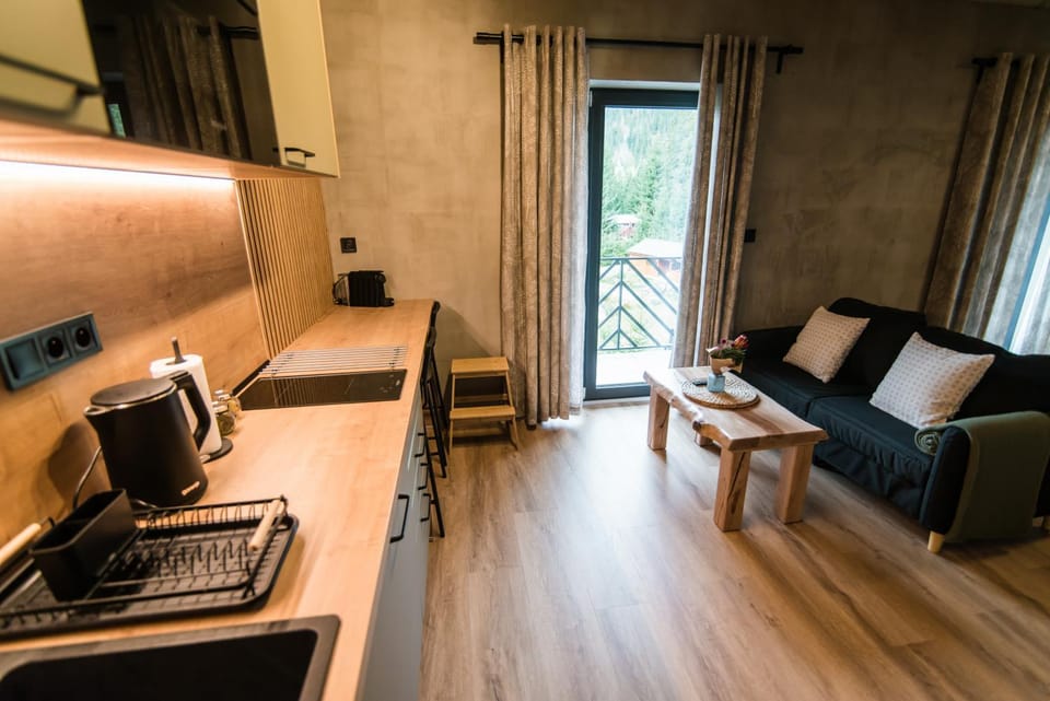 Kitchen or kitchenette, stove