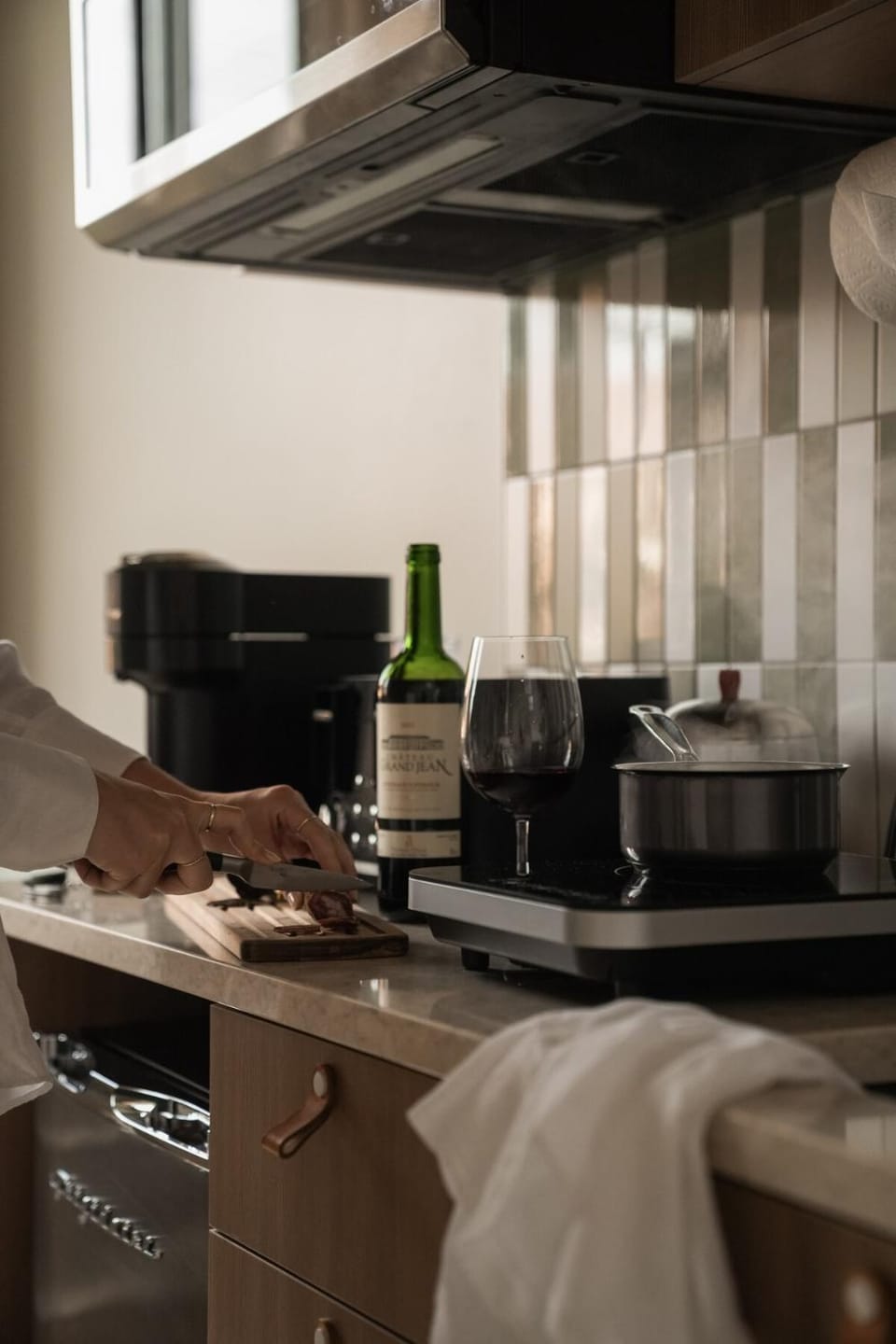 Kitchen or kitchenette, stove