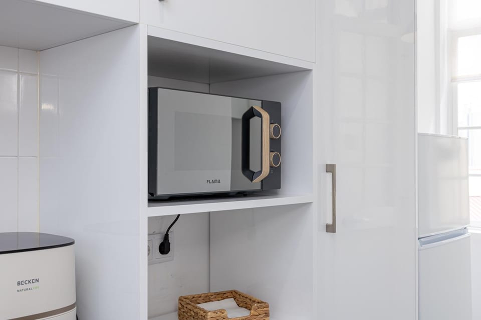 Kitchen or kitchenette, microwave
