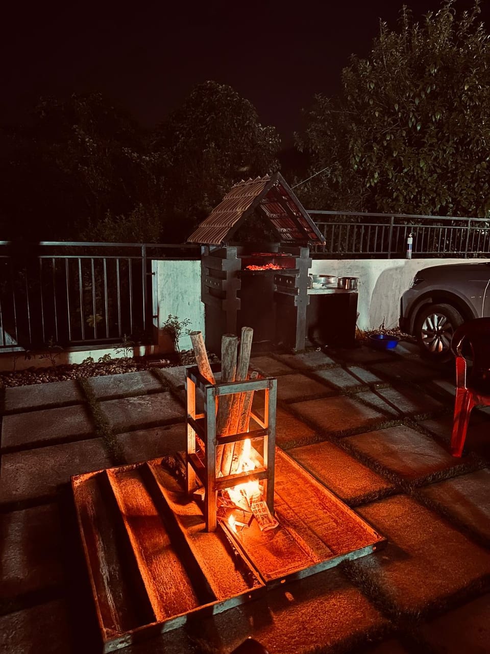 Night, fireplace