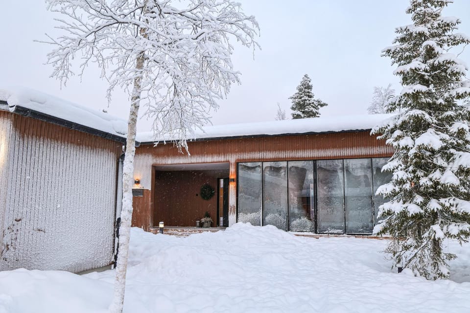 Property building, Winter, Garden