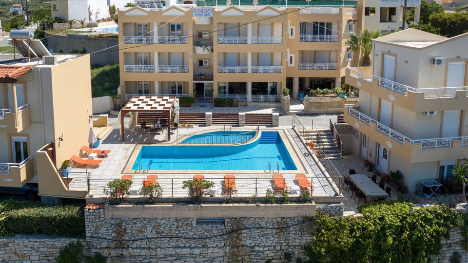 Property building, Living room, Swimming pool