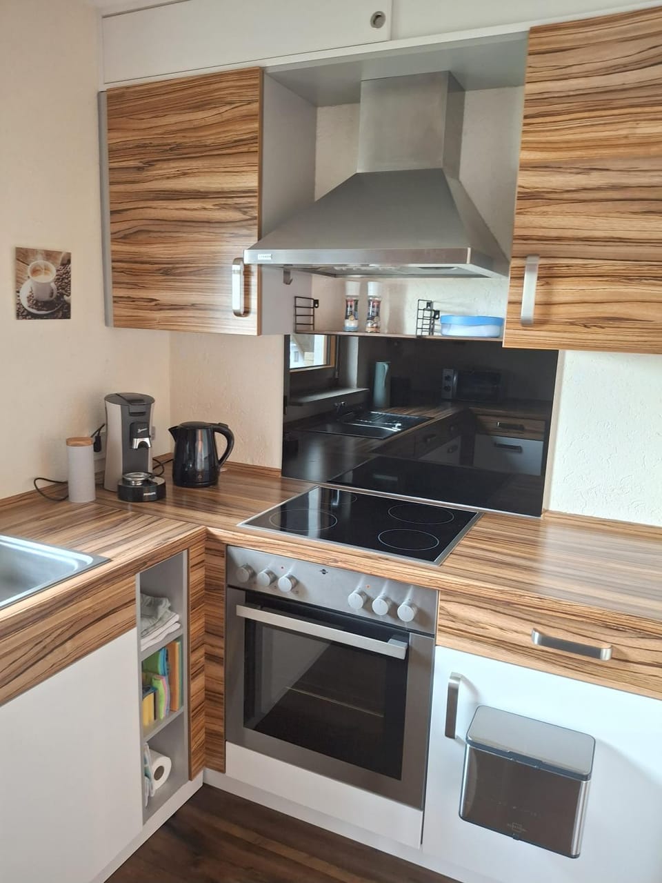 Coffee/tea facilities, Kitchen or kitchenette, stove