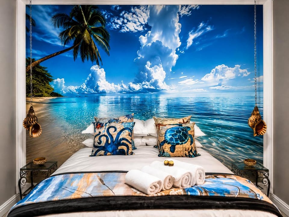 Bed, Photo of the whole room, Bedroom, Sea view
