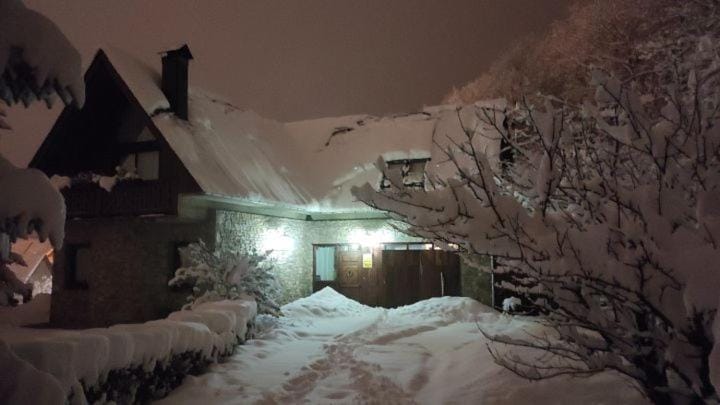 Property building, Night, Winter