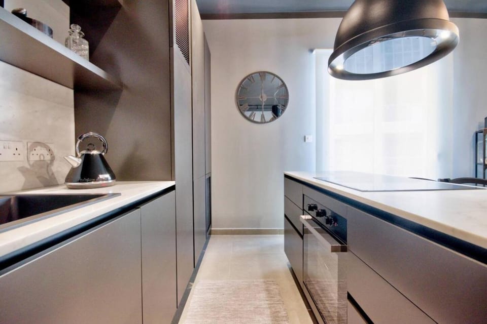 Kitchen or kitchenette, oven, stove