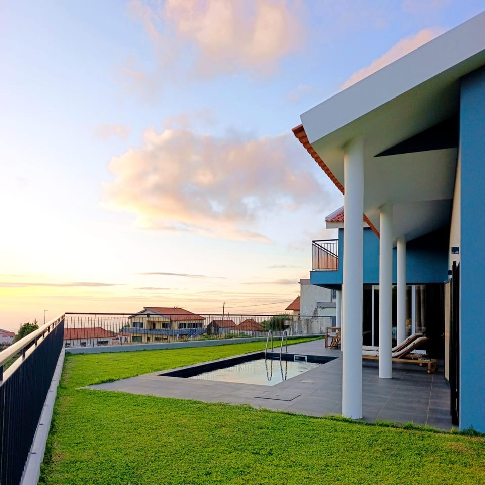Property building, Swimming pool, Sunset