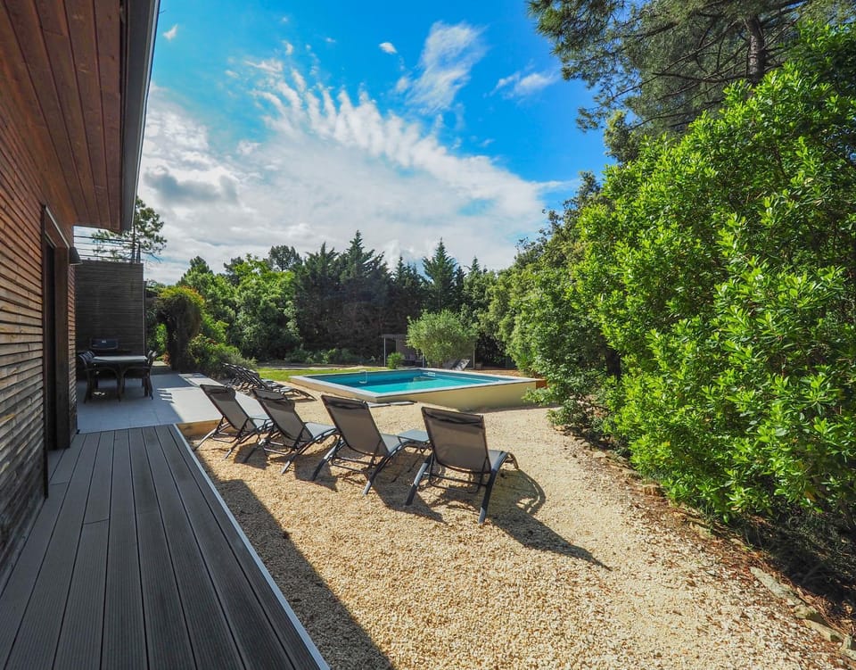 Patio, Natural landscape, Garden, Swimming pool, sunbed