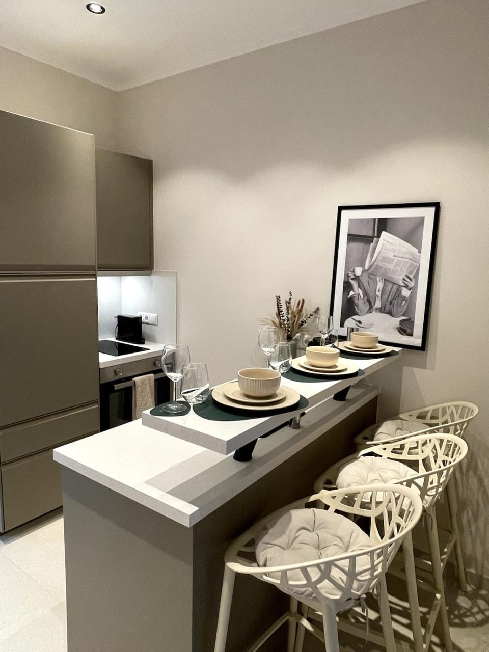 Kitchen or kitchenette, oven, stove
