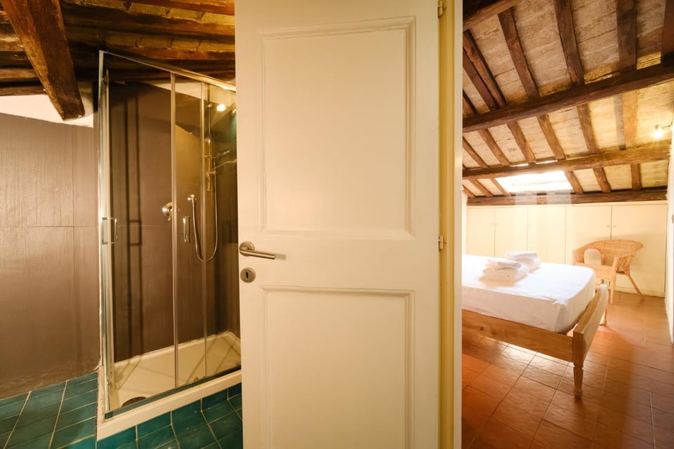 Shower, Bed, Bathroom, Bedroom
