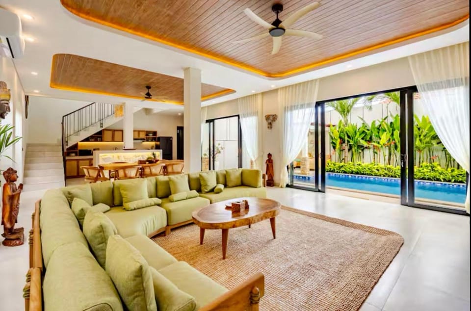 Patio, Living room, Seating area, Pool view, Swimming pool, sunbed