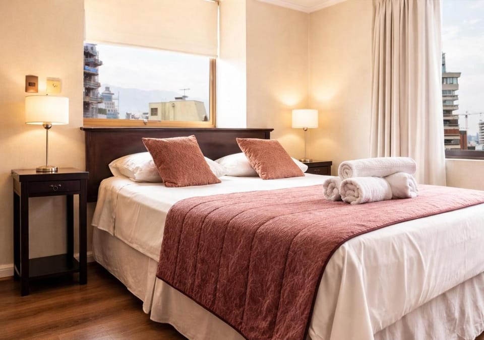 Bed, City view