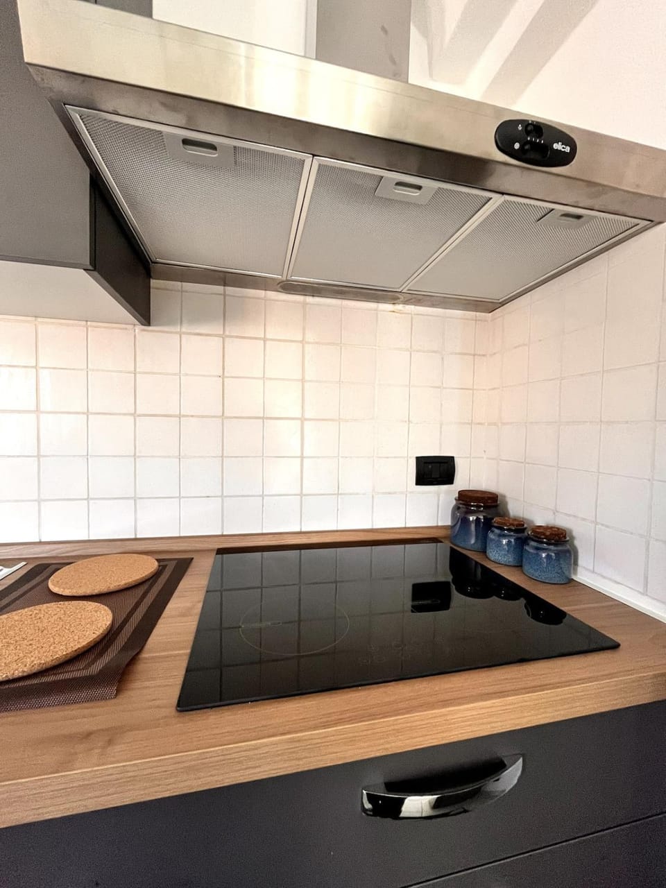 Kitchen or kitchenette, stove