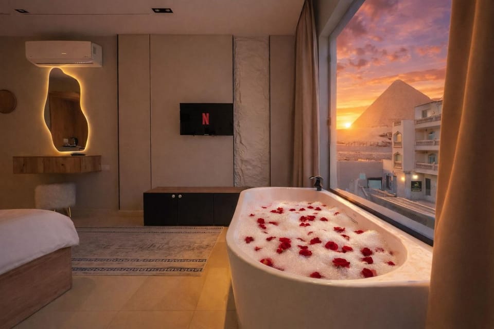 Bed, TV and multimedia, View (from property/room), Bedroom, Bath