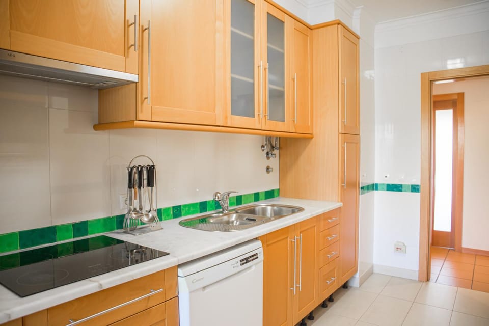 Kitchen or kitchenette, dishwasher, stove