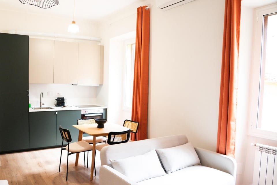 Kitchen or kitchenette, Living room, Dining area, stove