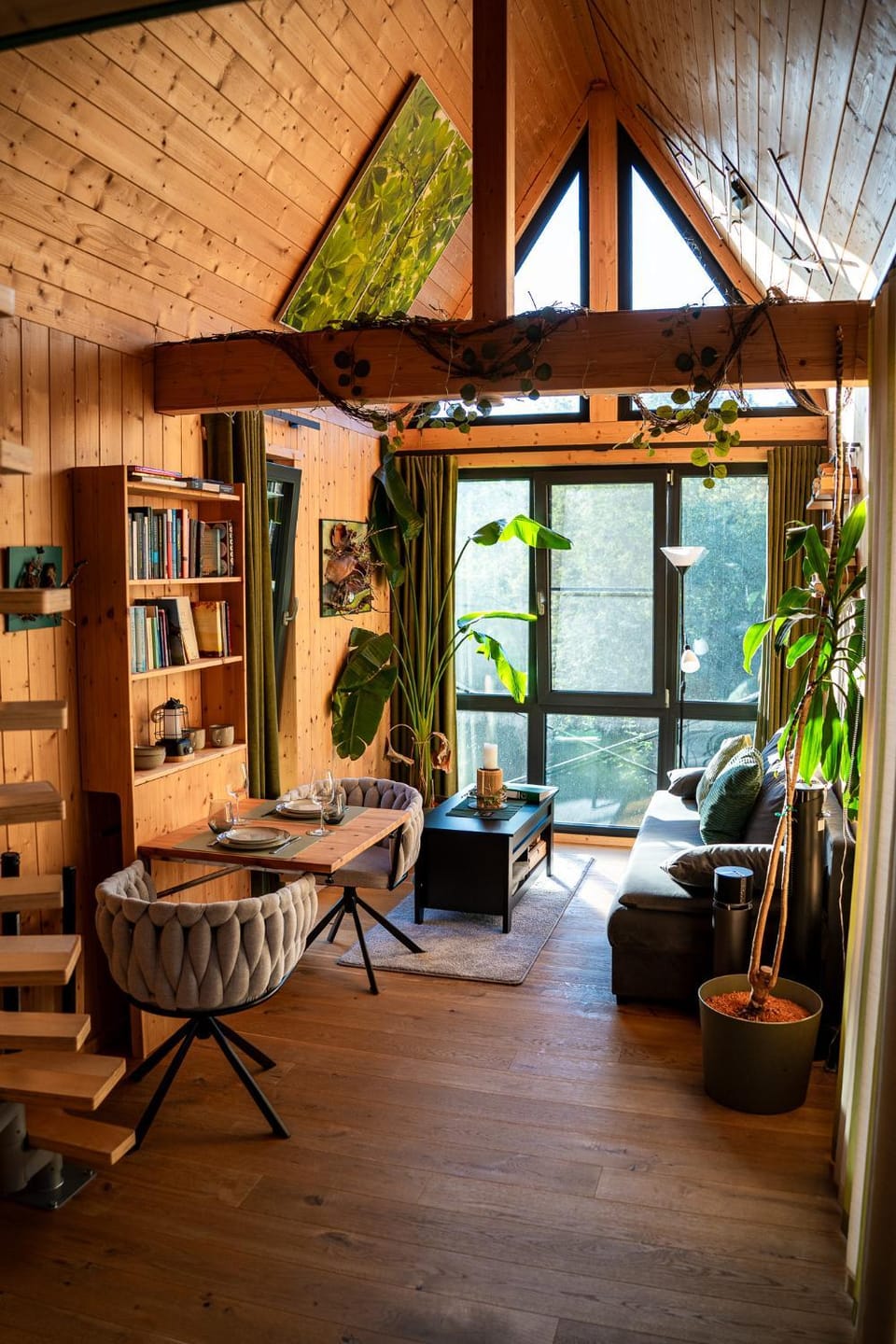 Library, Living room, Seating area, Dining area