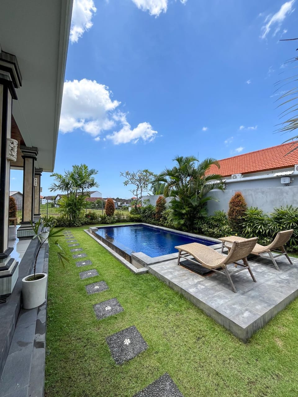 Natural landscape, Garden, Garden view, Pool view, Swimming pool