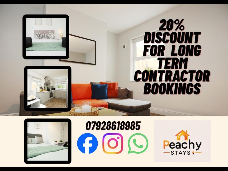 Modern 4 Bedroom House Sleeps 8, 13 Minutes from City Centre, Free Parking And Wi-Fi, Weekly And Monthly Stays, Great Rates Available At Peachy Stays House in Bristol