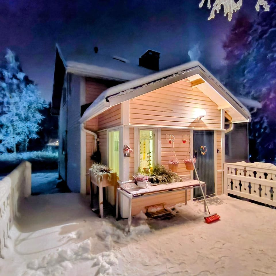 Property building, Patio, Night, Winter