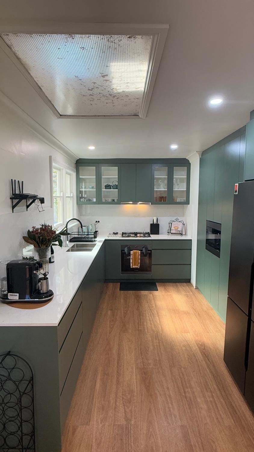 Kitchen or kitchenette, oven, stove, toaster