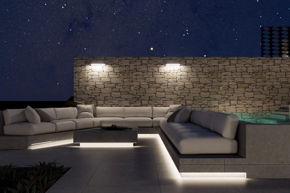 Patio, Night, Living room, Seating area