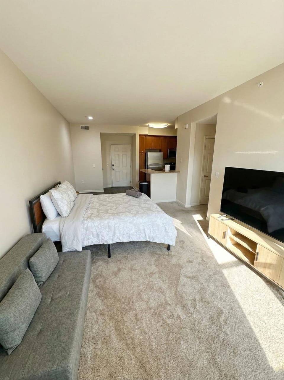 Bed, TV and multimedia, Living room, Photo of the whole room, Seating area, Evening entertainment