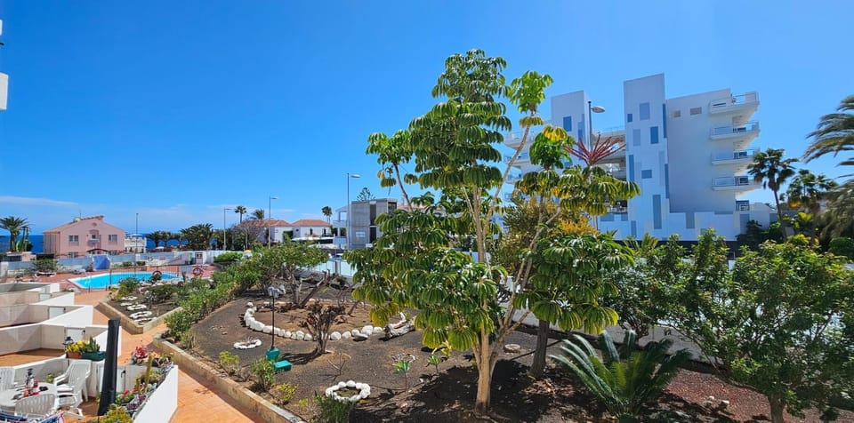 Property building, Spring, Day, Natural landscape, Garden, City view, Garden view, Pool view, Sea view, Swimming pool