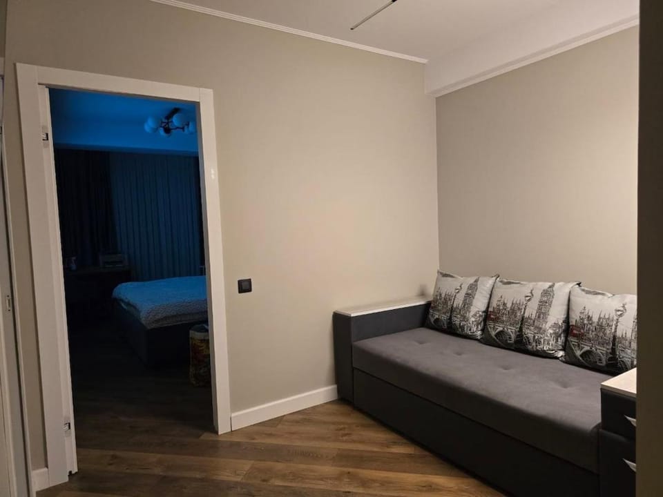 Bed, Living room, Seating area