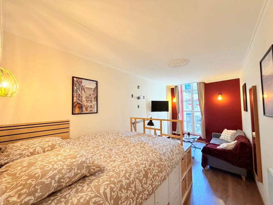 Bed, Living room, Photo of the whole room, Seating area, Bedroom