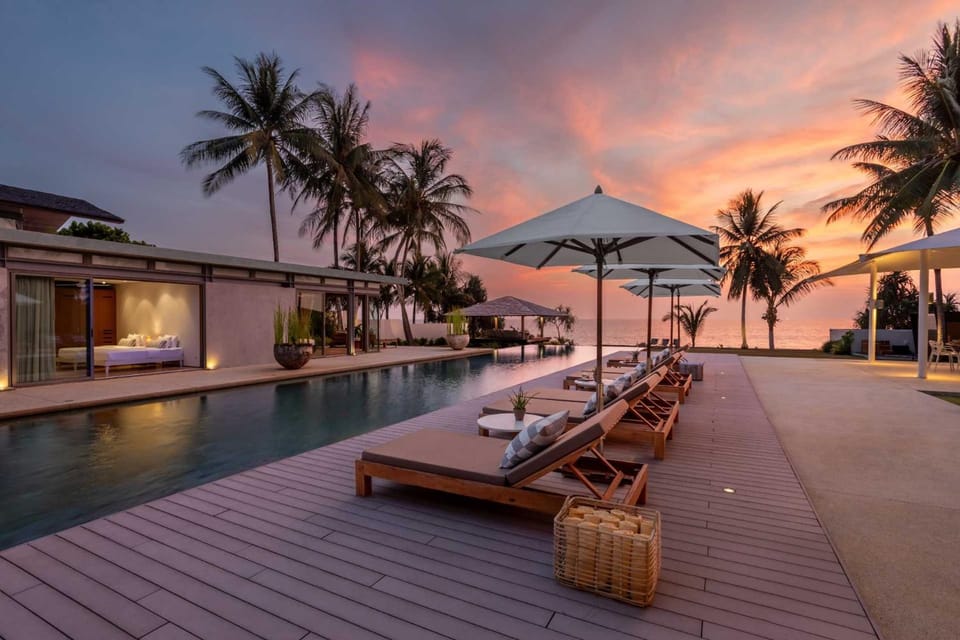 Swimming pool, Sunrise, Sunset, sunbed