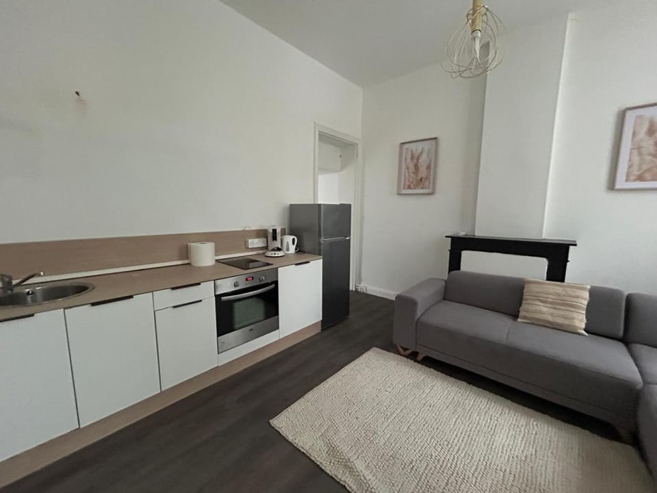 Kitchen or kitchenette, Living room, stove