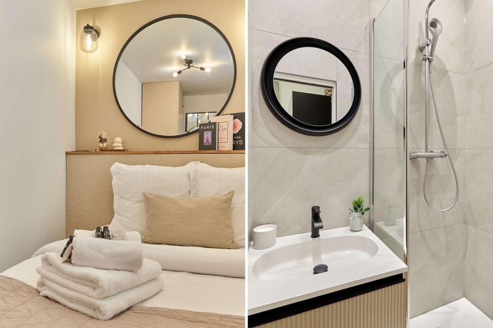 Shower, Bathroom, Bedroom, towels