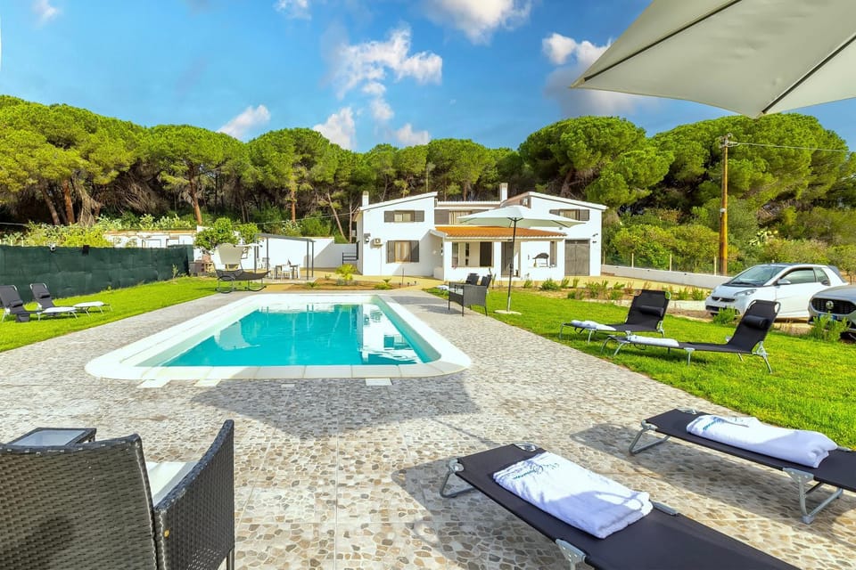 Property building, Living room, Swimming pool