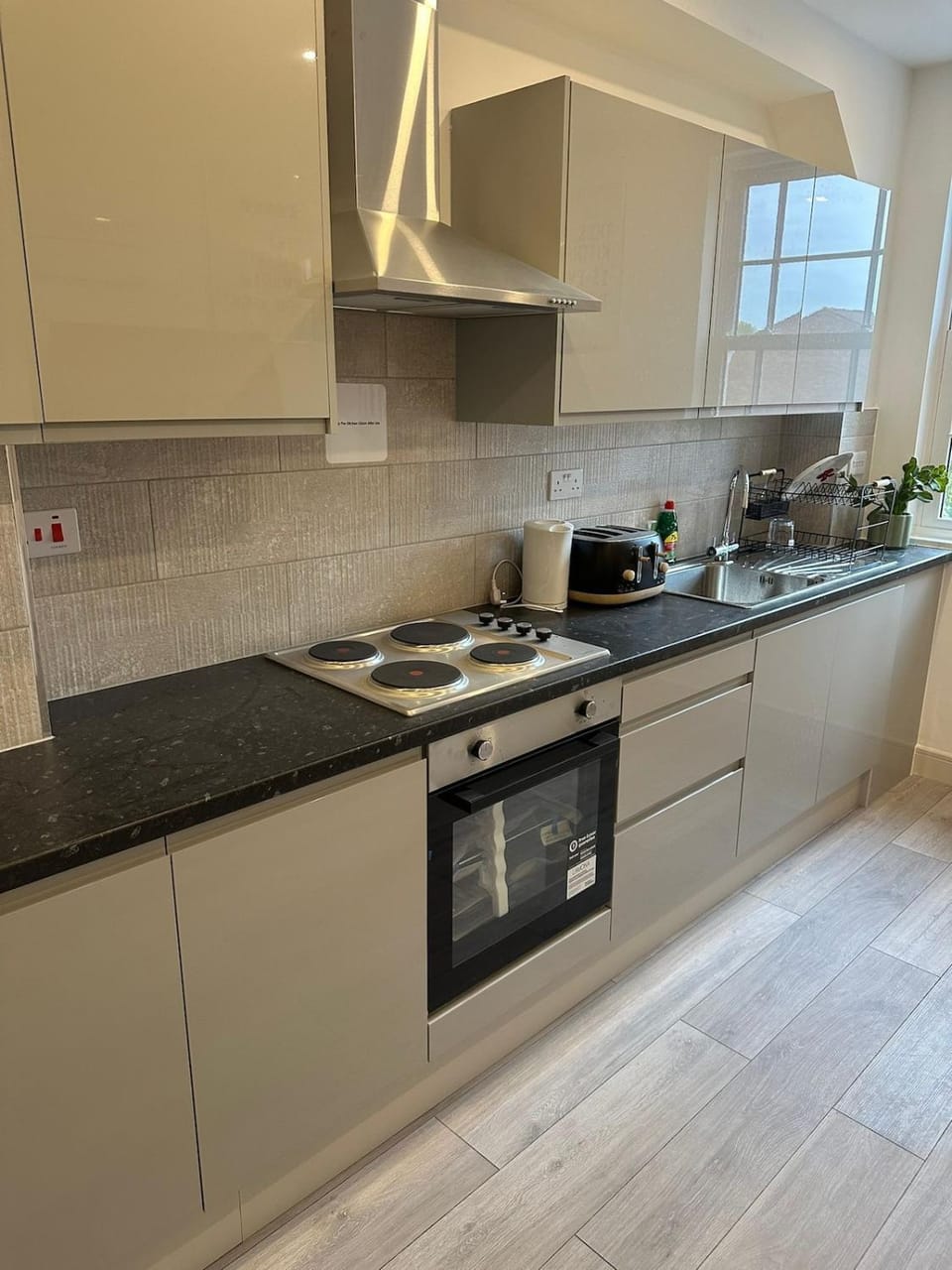 Kitchen or kitchenette, toaster
