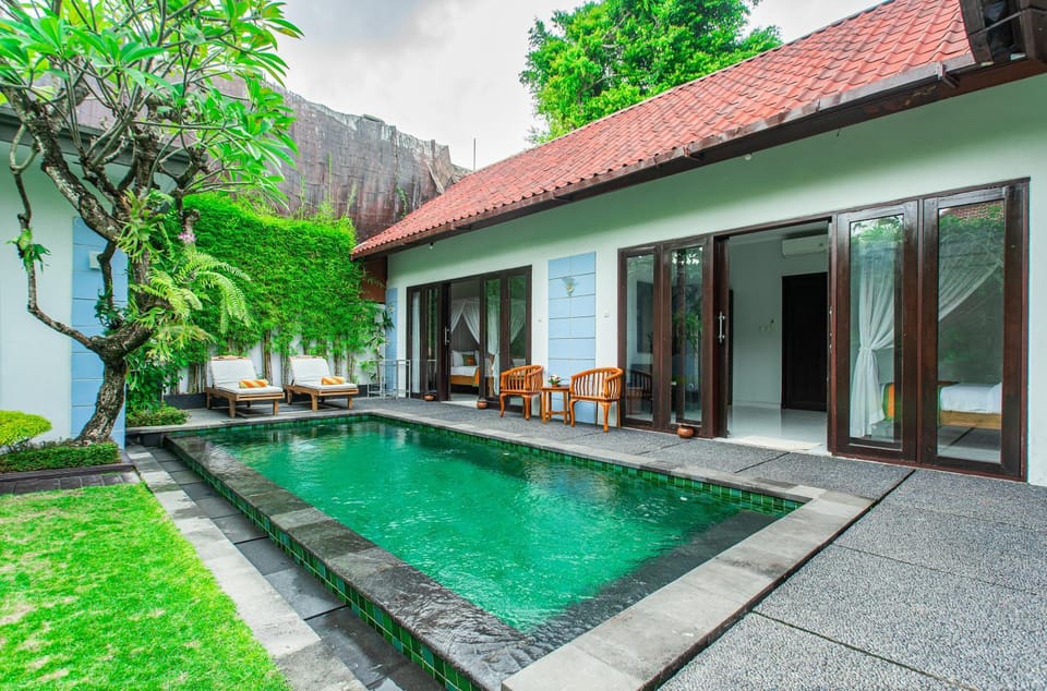 Natural landscape, Garden, Garden view, Pool view, Swimming pool, sunbed