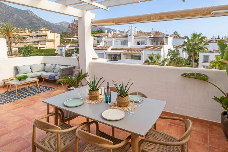 Patio, Day, Natural landscape, Balcony/Terrace, Dining area, Mountain view, Pool view