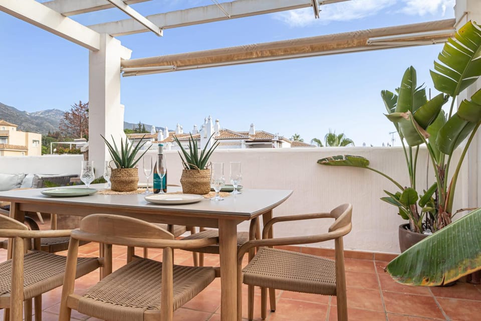 Patio, Day, Natural landscape, Balcony/Terrace, Dining area, Mountain view, Pool view