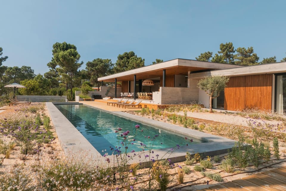 Property building, Living room, Swimming pool