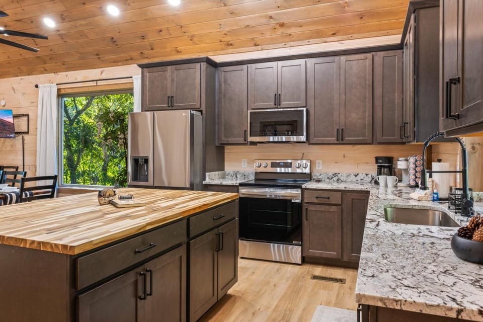 Rustic RidgeView Hot Tub Grill Foosball More House in Sevier County