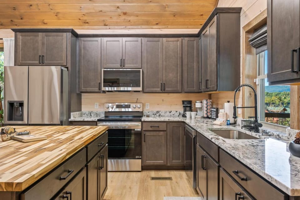 Rustic RidgeView Hot Tub Grill Foosball More House in Sevier County