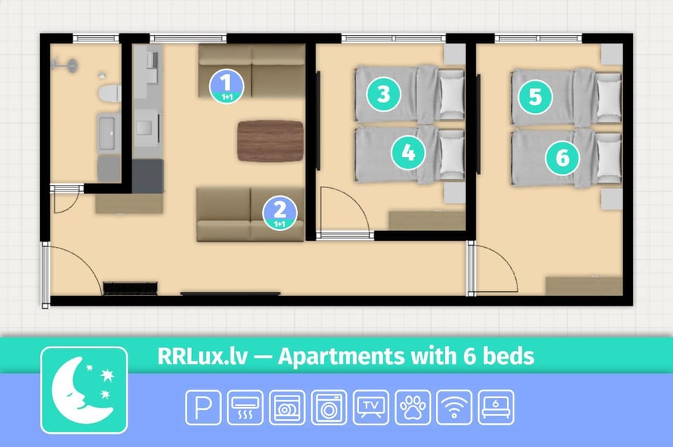 Photo of the whole room, Floor plan