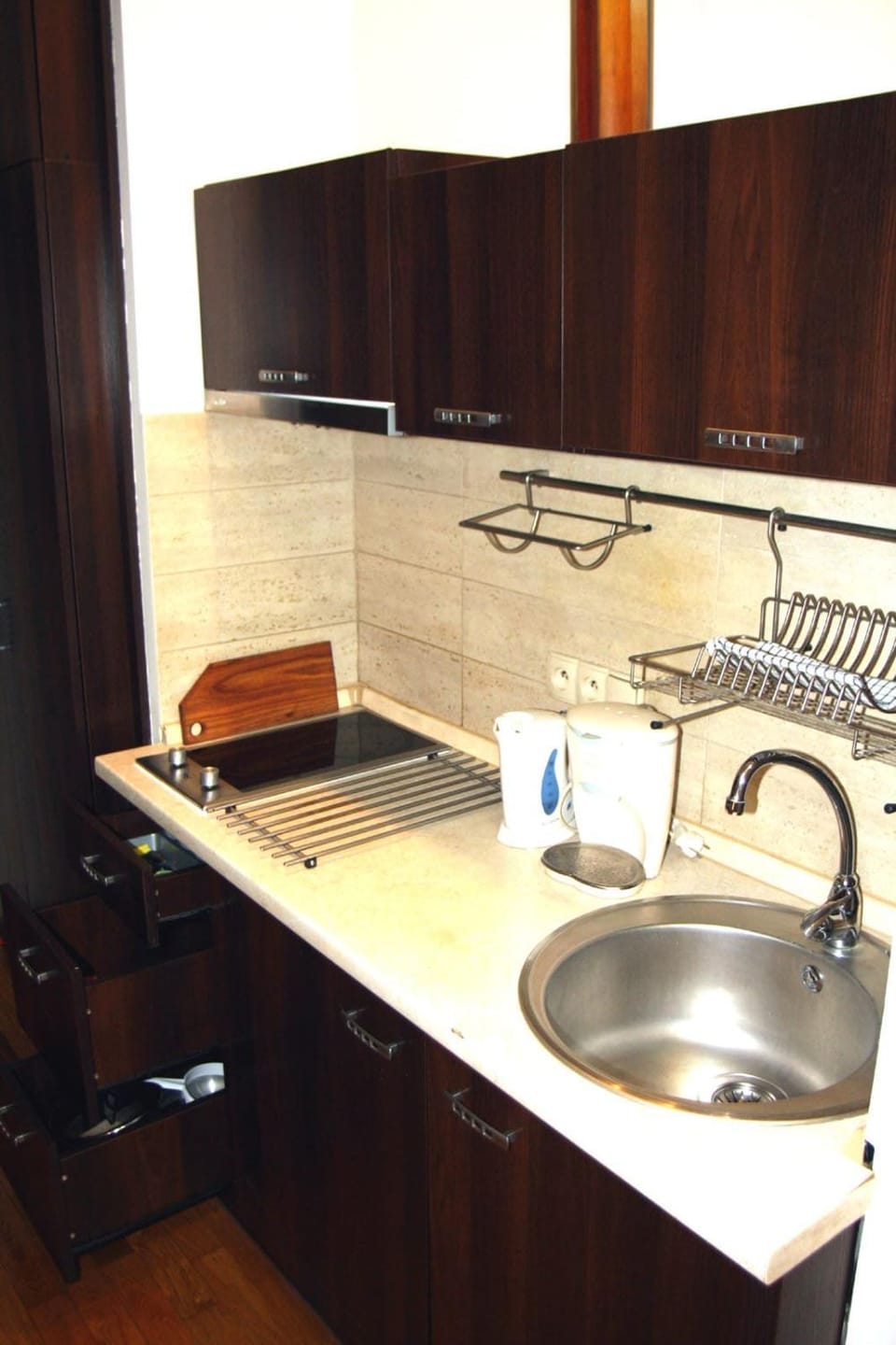 Kitchen or kitchenette, stove