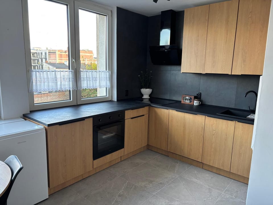 Kitchen or kitchenette, dishwasher, stove
