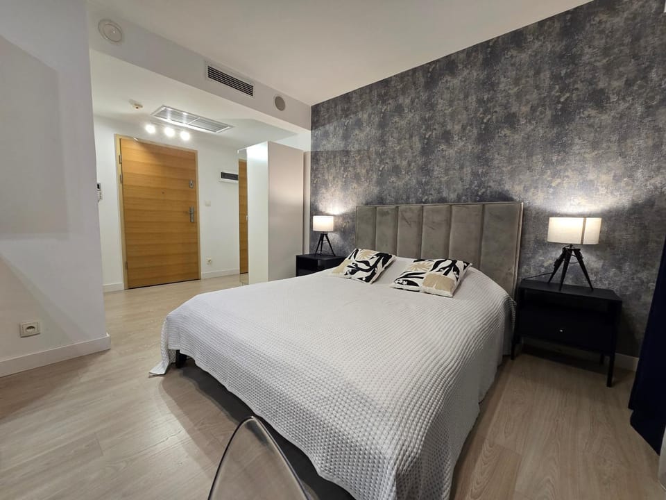Bed, wardrobe, air conditioner