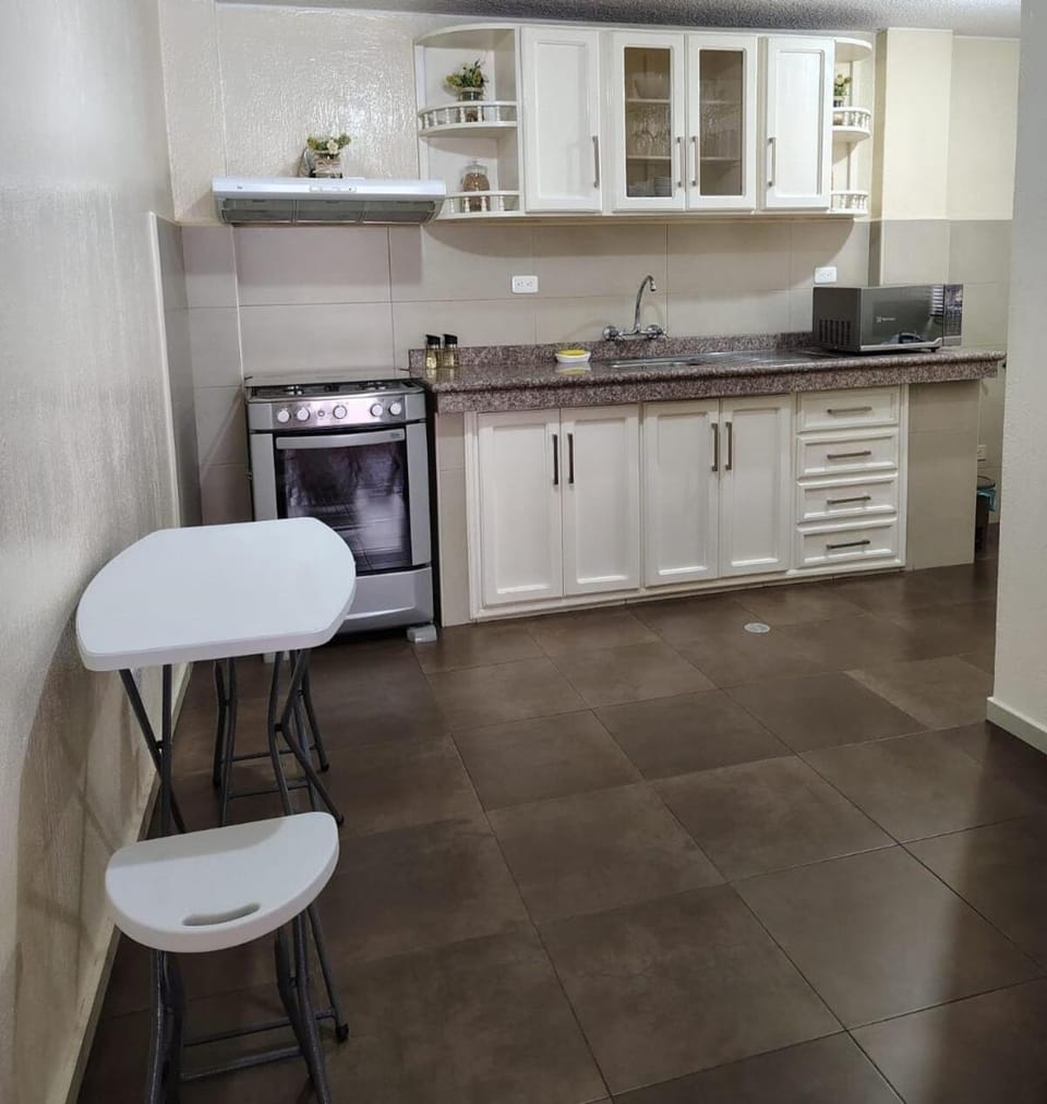 Kitchen or kitchenette, oven